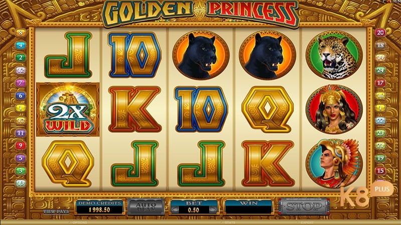 Wild trong Golden Princess slot sẽ đi kèm với hệ số nhân